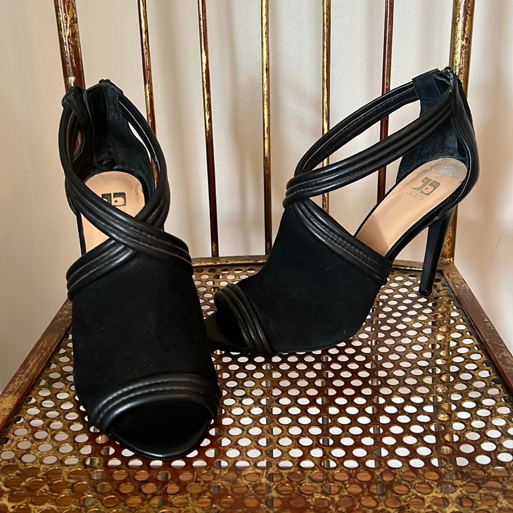 Joe’s Jeans Black Suede Peep Toe Sandal NWOT